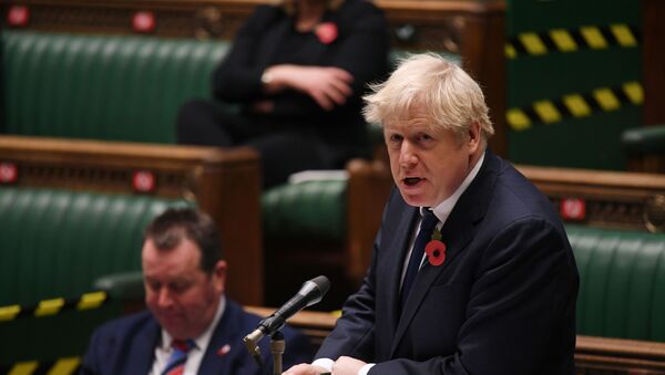 Britain's Prime Minister Boris Johnson speaks during the weekly question-time debate at the House of Commons in London, Britain, 11 November 2020. - Sputnik International