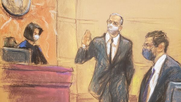Mexico's former Defense Minister Salvador Cienfuegos appears before Judge Carol Bagley Amon and next to acting United States Attorney for the Eastern District of New York Seth DuCharme during a hearing to consider a U.S. government request to drop drug charges, in a courtroom sketch in the Brooklyn borough of New York City, U.S. November 18, 2020 - Sputnik International