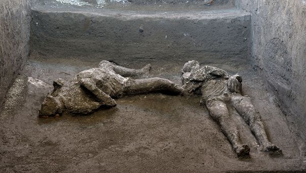 Remains of two men who died in the volcanic eruption that destroyed the ancient Roman city of Pompeii in 79 AD are discovered in a dig carried out during the coronavirus disease (COVID-19) pandemic in Pompeii, Italy November 18, 2020.  - Sputnik International
