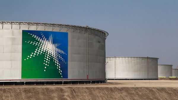 A view shows branded oil tanks at Saudi Aramco oil facility in Abqaiq, Saudi Arabia October 12, 2019. - Sputnik International