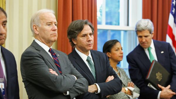 FILE PHOTO: Biden, Blinken, Rice and Kerry listen as Obama and Al-Maliki address reporters after their meeting at the White House in Washington - Sputnik International