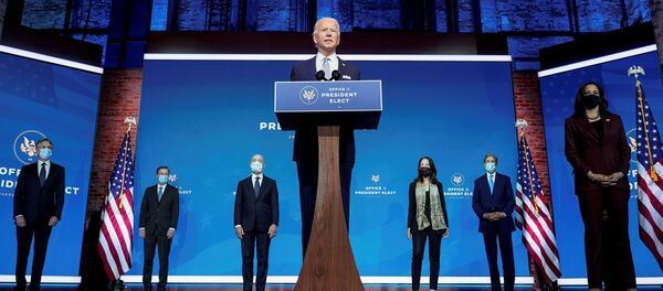 President-elect Joe Biden stands with his nominees for his national security team at his transition headquarters in the Queen Theater in Wilmington, Delaware, U.S., November 24, 2020 President-elect Joe Biden stands with his nominees for his national security team at his transition headquarters in the Queen Theater in Wilmington, Delaware, U.S., November 24, 2020 - Sputnik International