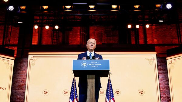 U.S. President-elect Joe Biden delivers a pre-Thanksgiving address at his transition headquarters in Wilmington, Delaware, U.S., November 25, 2020. - Sputnik International