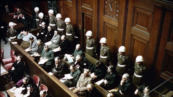 View of the defendants in the dock at the International Military Tribunal trial of war criminals in Nuremberg, Bavaria, Germany - Sputnik International