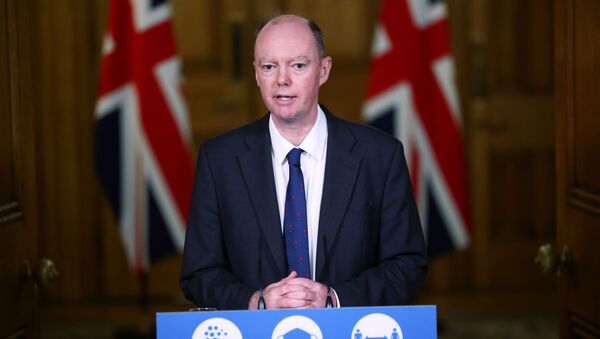 Chief Medical Officer for England Chris Whitty attends a virtual news conference on the ongoing situation with the coronavirus disease (COVID-19), at Downing Street, London, Britain November 23, 2020. - Sputnik International