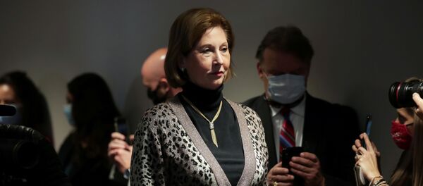 Sidney Powell, an attorney later disavowed by the Trump campaign, participates in a news conference with U.S. President Donald Trump's personal lawyer Rudy Giuliani (not pictured) at the Republican National Committee headquarters on Capitol Hill in Washington, U.S. November 19, 2020. - Sputnik International