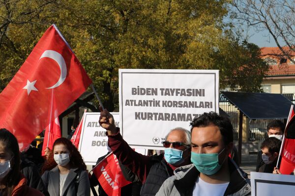 Protesters Gather Near German Embassy in Ankara Over Turkish Ship's Search in Mediterranean - Photos Protesters Gather Near German Embassy in Ankara Over Turkish Ship's Search in Mediterranean - Photos - Sputnik International