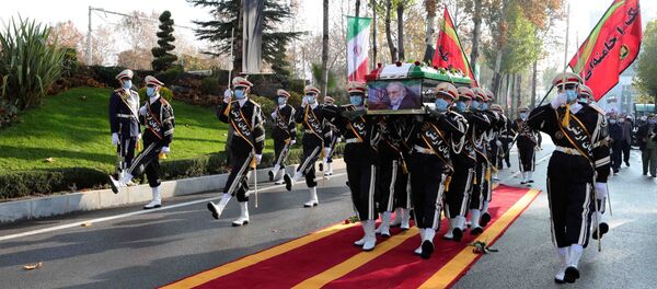 Members of Iranian forces carry the coffin of Iranian nuclear scientist Mohsen Fakhrizadeh during a funeral ceremony in Tehran, Iran November 30, 2020 Members of Iranian forces carry the coffin of Iranian nuclear scientist Mohsen Fakhrizadeh during a funeral ceremony in Tehran, Iran November 30, 2020 - Sputnik International