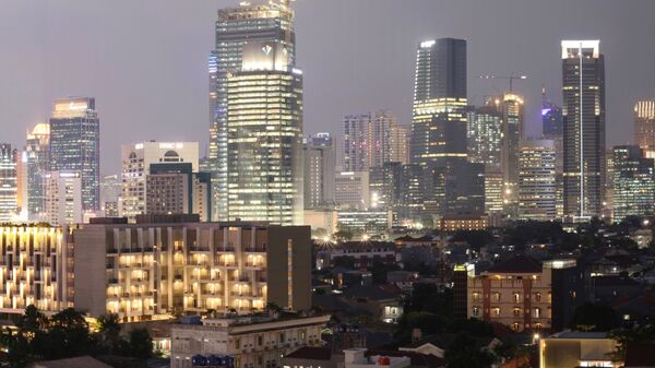 Jakarta skyline at night -- Business District area at Jalan Jenderal Sudirman, Central Jakarta, as seen from Kuningan District, South Jakarta, Indonesia - Sputnik International