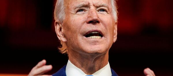 U.S. President-elect Joe Biden delivers a pre-Thanksgiving speech at his transition headquarters in Wilmington, Delaware, U.S., November 25, 2020 U.S. President-elect Joe Biden delivers a pre-Thanksgiving speech at his transition headquarters in Wilmington, Delaware, U.S., November 25, 2020 - Sputnik International