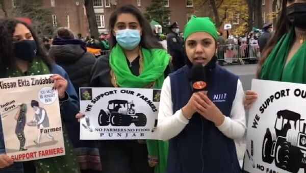 Car Rally & Protest against India's Farm Laws in front of Indian Consulate in New York - Sputnik International