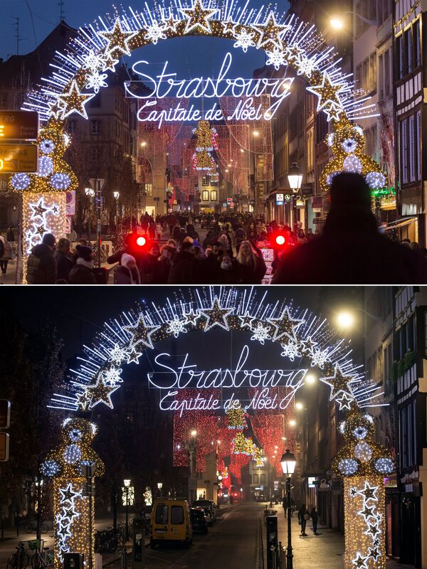Комбо-фото рождественской ярмарки в Страсбурге, Франция, 2016 и 2020 годы - Sputnik International