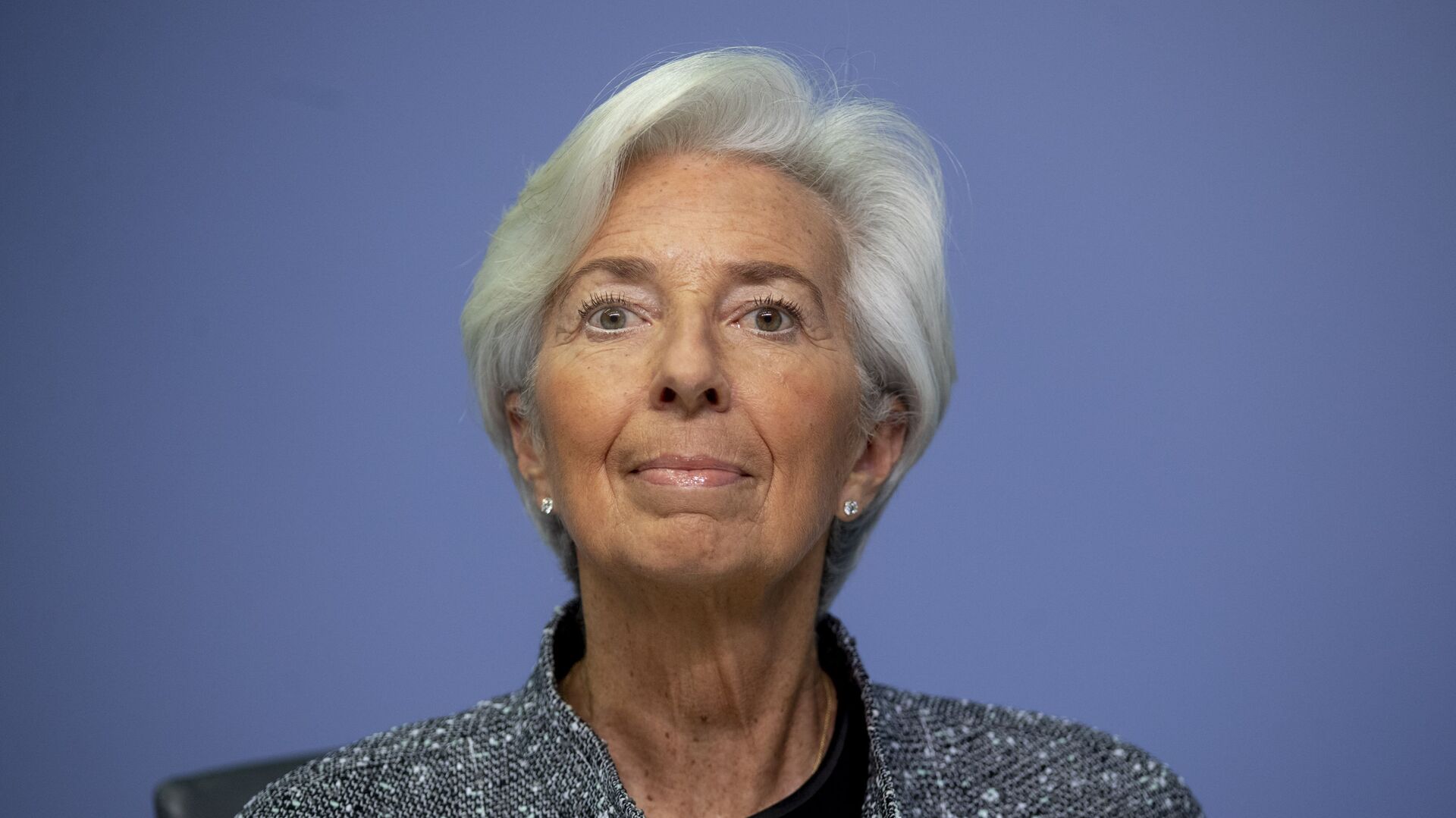 In this Thursday, March 12, 2020 file photo the President of European Central Bank Christine Lagarde looks up prior to a press conference following a meeting of the ECB governing council in Frankfurt, Germany. - Sputnik International, 1920, 16.09.2023