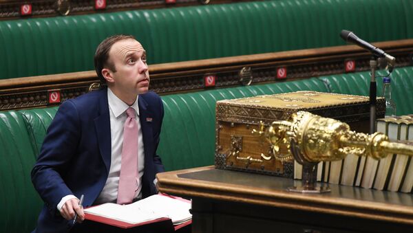 Britain's Health Secretary Matt Hancock attends a session on COVID-19 situation update at the House of Commons in London, Britain December 2, 2020.  - Sputnik International