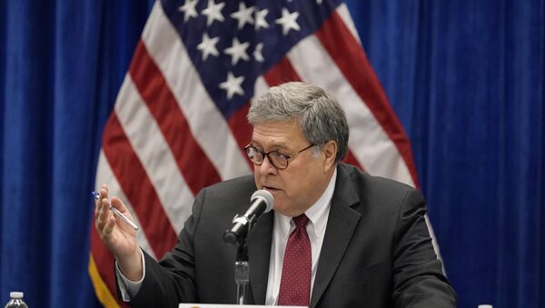 U.S.Attorney General William Barr speaks during a roundtable discussion on Operation Legend, a federal program to help cities combat violent crime, Thursday, Oct. 15, 2020, in St. Louis. - Sputnik International