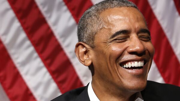 Former US President Barack Obama laughs during a forum with young leaders to discuss community organizing an at the University of Chicago in Chicago, Illinois on April 24, 2017. - Sputnik International