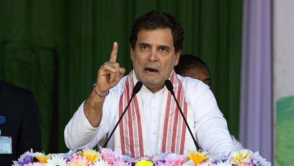India's opposition Congress party leader Rahul Gandhi speaks at a rally against the Citizenship Amendment Act in Gauhati, India, Saturday, Dec. 28, 2019 - Sputnik International
