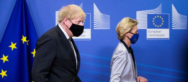European Commission President Ursula von der Leyen welcomes British Prime Minister Boris Johnson in Brussels, Belgium December 9, 2020. European Commission President Ursula von der Leyen welcomes British Prime Minister Boris Johnson in Brussels, Belgium December 9, 2020. - Sputnik International