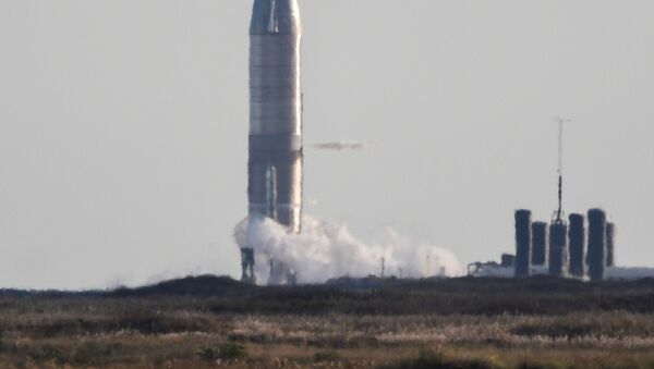 SpaceX's Starship SN8 is pictured as launching was aborted 1.3 seconds before ignition from their facility in Boca Chica, Texas, U.S. December 8, 2020. - Sputnik International