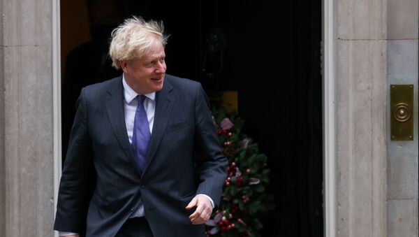 British Prime Minister Boris Johnson walks to meet with Abu Dhabi's Crown Prince Sheikh Mohammed bin Zayed Al Nahyan (not pictured) at Downing Street in London, Britain, December 10, 2020. - Sputnik International