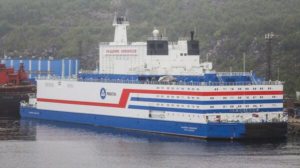 The world's first floating nuclear power plant (NPP) Akademik Lomonosov is pictured at the port of Murmansk, Russia.  - Sputnik International