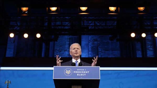 President-elect Joe Biden speaks after the Electoral College formally elected him as president, Monday, 14 December 2020, at The Queen theater in Wilmington, Delaware.  - Sputnik International