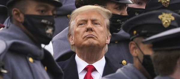 Surrounded by Army cadets, President Donald Trump watches the first half of the 121st Army-Navy Football Game in Michie Stadium at the United States Military Academy, 12 December 2020 Surrounded by Army cadets, President Donald Trump watches the first half of the 121st Army-Navy Football Game in Michie Stadium at the United States Military Academy, 12 December 2020 - Sputnik International
