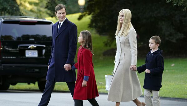 White House adviser Jared Kushner, from left, and daughter Arabella Kushner, walk with his wife Ivanka Trump and their son Joseph as they prepare to board Marine One with President Donald Trump on the South Lawn of the White House, Tuesday, Sept. 22, 2020 - Sputnik International