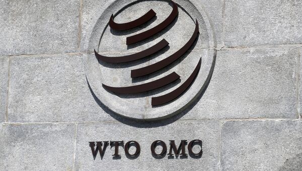 A logo is pictured on the headquarters of the World Trade Organization (WTO) in Geneva, Switzerland, June 2, 2020. - Sputnik International