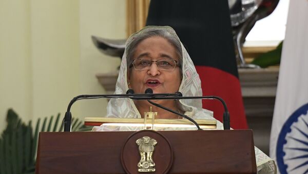 Bangladesh's Prime Minister Sheikh Hasina speaks during a press conference with India's Prime Minister Narendra Modi after a meeting in New Delhi on October 5, 2019. - Sputnik International