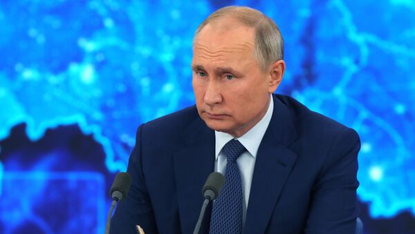 Russian President Vladimir Putin during his annual press conference on 17 December 2020 - Sputnik International