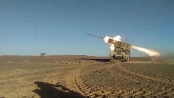 A Saharawi Army BM-21 Grad multiple rocket launcher system (MLRS) fires at Moroccan targets in Western Sahara - Sputnik International