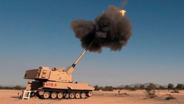 A photo of the US army's Extended Range Cannon Artillery during tests, posted on Twitter - Sputnik International