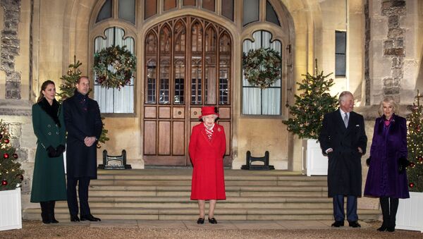 Britain's Queen Elizabeth, Prince William and Catherine, Duchess of Cambridge, Charles, Prince of Wales and Camilla, Duchess of Cornwall pose for a photo at Windsor Castle, in Windsor, Britain December 8, 2020. - Sputnik International