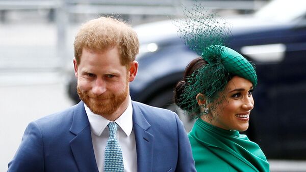 Britain's Prince Harry and Meghan, Duchess of Sussex, arrive for the annual Commonwealth Service at Westminster Abbey in London, Britain March 9, 2020. - Sputnik International