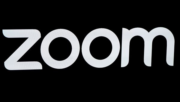 The Zoom Video Communications logo is pictured at the NASDAQ MarketSite in New York, New York, U.S., April 18, 2019.   - Sputnik International