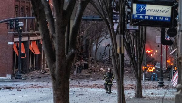 Debris litters the road near the site of an explosion in the area of Second and Commerce in Nashville, Tennessee, U.S. December 25, 2020. - Sputnik International