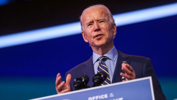 US President-elect Joe Biden delivers a speech after a conference video call focused on foreign policy at his transition headquarters in Wilmington, Delaware, 28 December 2020 - Sputnik International