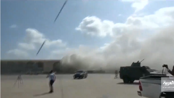 Screengrab of alleged footage of attack on Aden Airport. - Sputnik International