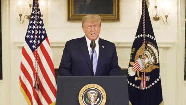 US President Donald Trump gives an address, a day after his supporters stormed the Capitol in Washington,  DC, in this still image taken from video provided on social media on  8 January 2021. - Sputnik International