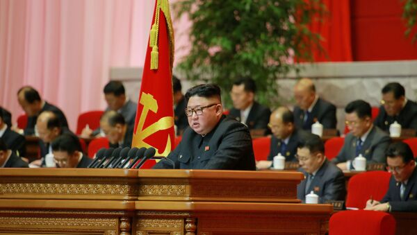 North Korean leader Kim Jong Un attends the 8th Congress of the Workers' Party in Pyongyang, North Korea, in this photo supplied by North Korea's Central News Agency (KCNA) on 7 January 2021 - Sputnik International