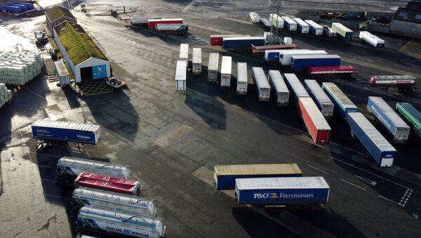 Lorry trailers are seen in the port of Larne, Larne Northern Ireland, December 30, 2020. Picture taken with a drone December 30, 2020 - Sputnik International