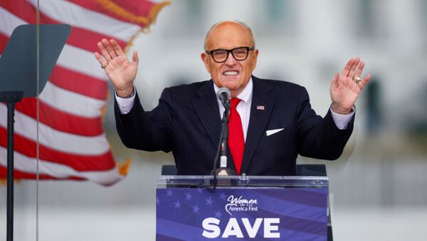 U.S. President Donald Trump's personal lawyer Rudy Giuliani speaks as Trump supporters gather by the White House ahead of his speech to contest the certification by the U.S. Congress of the results of the 2020 U.S. presidential election in Washington, U.S, January 6, 2021. - Sputnik International
