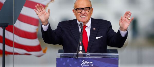 U.S. President Donald Trump's personal lawyer Rudy Giuliani speaks as Trump supporters gather by the White House ahead of his speech to contest the certification by the U.S. Congress of the results of the 2020 U.S. presidential election in Washington, U.S, January 6, 2021. U.S. President Donald Trump's personal lawyer Rudy Giuliani speaks as Trump supporters gather by the White House ahead of his speech to contest the certification by the U.S. Congress of the results of the 2020 U.S. presidential election in Washington, U.S, January 6, 2021. - Sputnik International