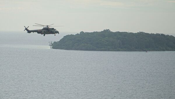 EC 725 Caracal helicopter TNI AU fly during an aerial search for the Sriwijaya Air SJ-182, which crashed to the sea in Jakarta, Indonesia, January 10, 2021, in this photo taken by Antara Foto/Aditya Pradana Putra/via Reuters.  ATTENTION EDITORS - THIS IMAGE WAS PROVIDED BY THIRD PARTY. MANDATORY CREDIT. INDONESIA OUT. - Sputnik International