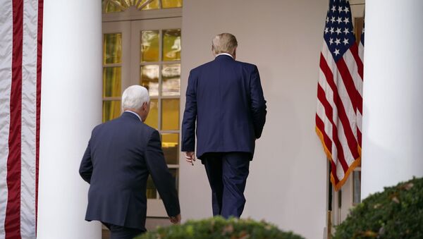 President Donald Trump and Vice President Mike Pence leave after speaking at an event on Operation Warp Speed in the Rose Garden of the White House, Friday, Nov. 13, 2020, in Washington. - Sputnik International