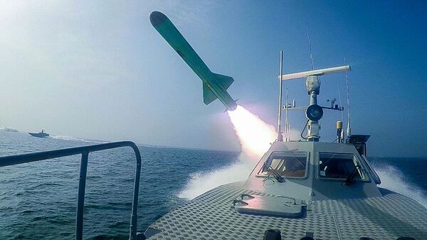 In this photo released Tuesday, July 28, 2020, by Sepahnews, a Revolutionary Guard's speed boat fires a missile during a military exercise - Sputnik International