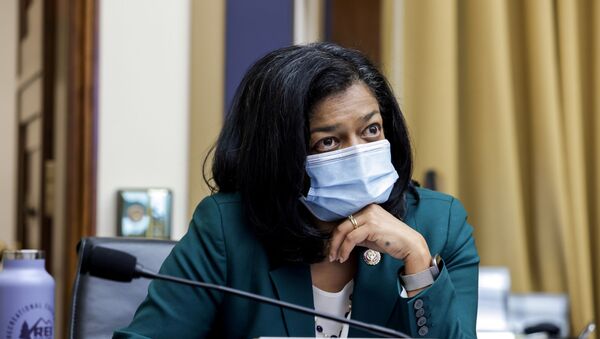 Congresswoman Pramila Jayapal, (D-WA), looks on during a hearing of the House Judiciary Subcommittee on Antitrust, Commercial and Administrative Law on Online Platforms and Market Power, in the Rayburn House office Building on Capitol Hill, in Washington, U.S., July 29, 2020 - Sputnik International