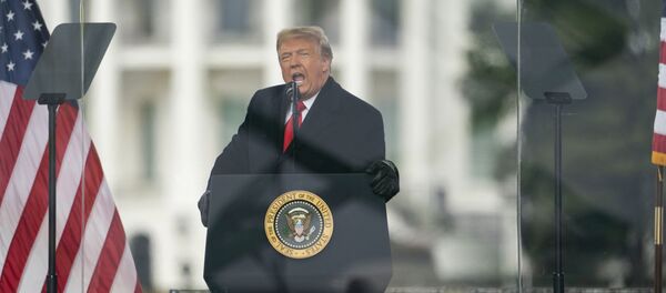 President Donald Trump speaks during a rally protesting the electoral college certification of Joe Biden as President, Wednesday, Jan. 6, 2021, in Washington President Donald Trump speaks during a rally protesting the electoral college certification of Joe Biden as President, Wednesday, Jan. 6, 2021, in Washington - Sputnik International