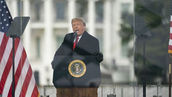 President Donald Trump speaks during a rally protesting the electoral college certification of Joe Biden as President, Wednesday, Jan. 6, 2021, in Washington - Sputnik International